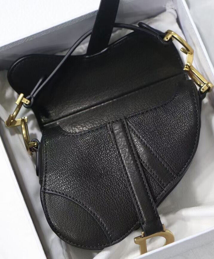 Christian Dior Small Micro Saddle Bag Leather Black